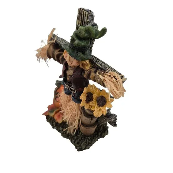 MSI Scarecrow Fall Figurine Pumpkin Sunflower Resin Straw Accents Vintage - Picture 8 of 10